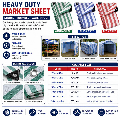 Striped tarpaulin medium - striped, heavy