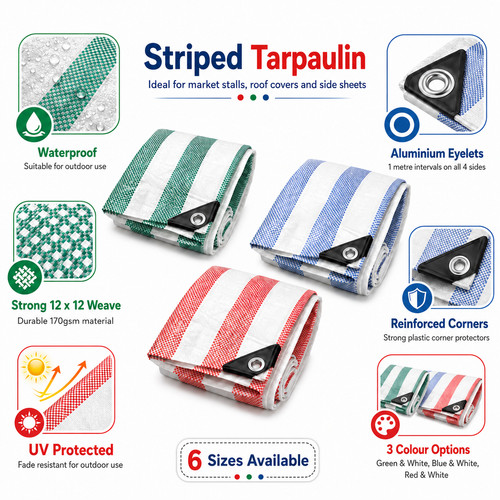 Striped tarpaulin medium heavy - striped,